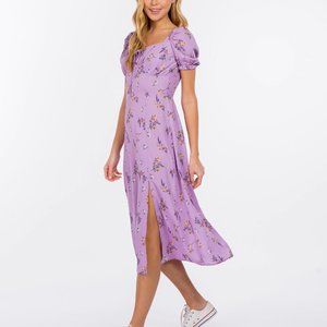 Hesperus Lilac Floral Midi Dress w/ Slit L